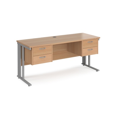 Maestro 25 Cable Managed Leg Straight Desk with Two x 2 Drawer Pedestal 600mm Deep