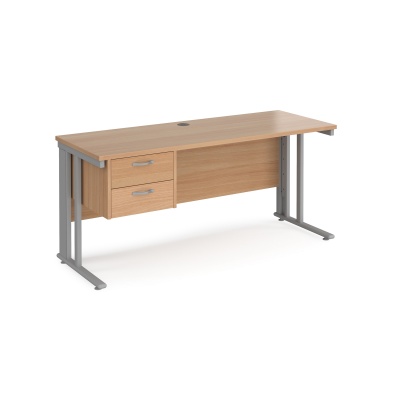 Maestro 25 Cable Managed Leg Straight Desk with 2 Drawer Pedestal 600mm Deep