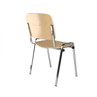 ISO Wooden Meeting Room Stackable Chair with Chrome Frame