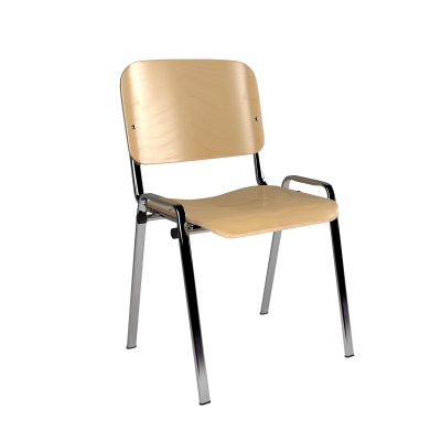 ISO Wooden Meeting Room Stackable Chair with Chrome Frame
