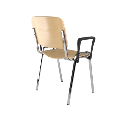 ISO Wooden Meeting Room Stackable Armchair with Chrome Frame