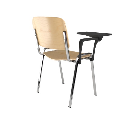 ISO Wooden Meeting Room Chair with Chrome Frame & Writing Tablet