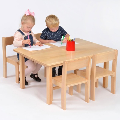 Nursery Rectangular Wooden Table & Chairs Package