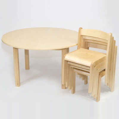Children's Round Veneer Wooden Table