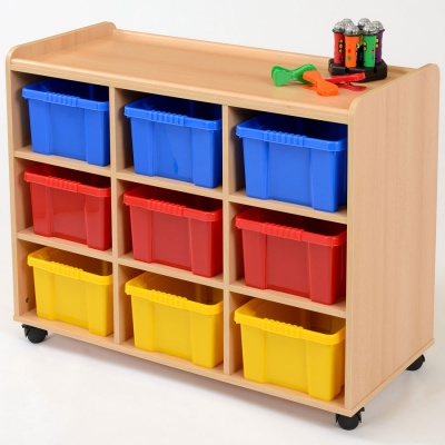 9 Deep Coloured Tray Classroom Storage