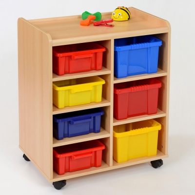 4 Shallow / 3 Deep Coloured Tray Classroom Storage
