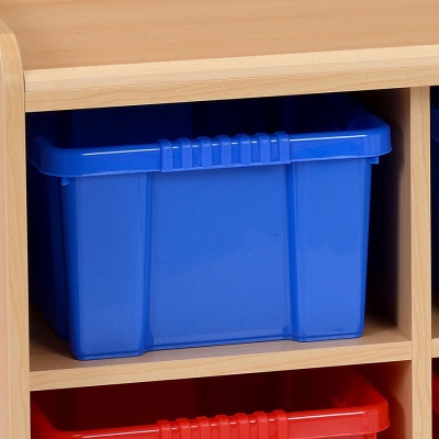 12 Deep Coloured Tray Classroom Storage + Sliding Doors