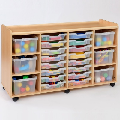 Flexi 16 Shallow & 6 Deep Clear Tray Classroom Storage