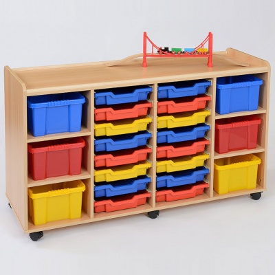 Flexi 16 Shallow & 6 Deep Coloured Tray Classroom Storage
