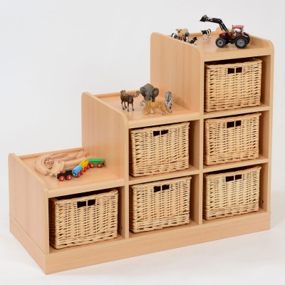 Flexi Tiered Wicker Tray Storage - Left Hand