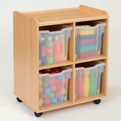 4 Jumbo Clear Tray Classroom Storage