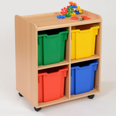 4 Jumbo Coloured Tray Classroom Storage
