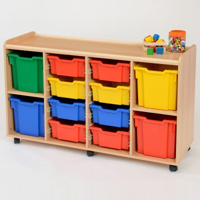 Flexi 8 Deep & 4 Jumbo Coloured Tray Classroom Storage