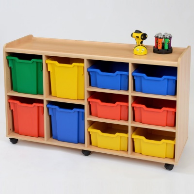 6 Deep / 4 Jumbo Coloured Tray Classroom Storage