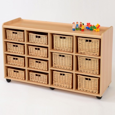 Flexi 8 Shallow & 6 Deep Wicker Basket Storage Unit