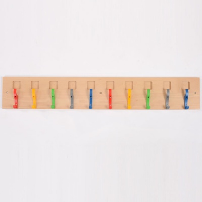 Beech Coat Rail With Nameplates (10 Hooks)