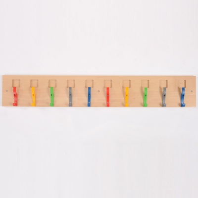 Beech Coat Rail With Nameplates (10 Hooks)