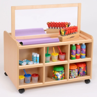 Double Sided Nursery Resource Unit + Doors, Mirror & Baskets