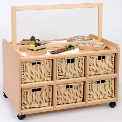 Double Sided Nursery Resource Unit + Mirror & Baskets