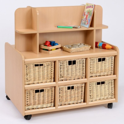 Double Sided Nursery Resource Unit + Display / Mirror & Baskets