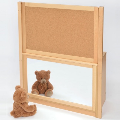 Room Scene - Open Bookcase Room Divider + Cork Board