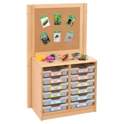 Room Scene - 2 Bay A4 12 Shallow Tray Unit + Cork / Drywipe Divider