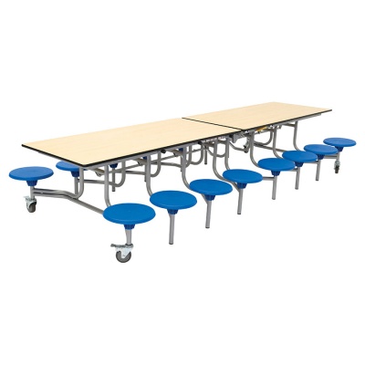 16 Seat Rectangular Mobile Folding Table - Stools