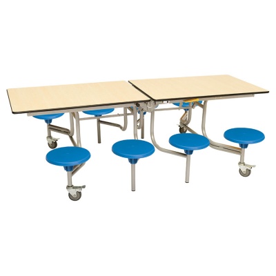 8 Seat Rectangular Mobile Folding Table - Stools