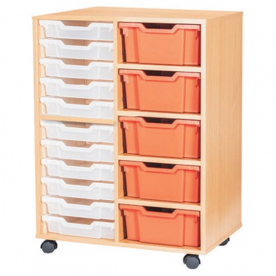 11 High Double Column Tray Storage (10 Shallow & 5 Deep Trays)