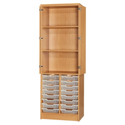 Classroom Double Column Tray Half-Cupboard (16 Shallow Trays)