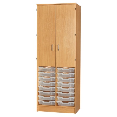 Classroom Double Column Tray Half-Cupboard (16 Shallow Trays)