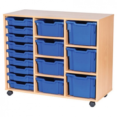 9 High Triple Column Tray Storage (9 Shallow, 4 Deep & 3 Extra Deep Trays)