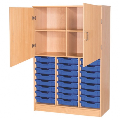Classroom Triple Column Tray Half-Cupboard (24 Shallow Trays)