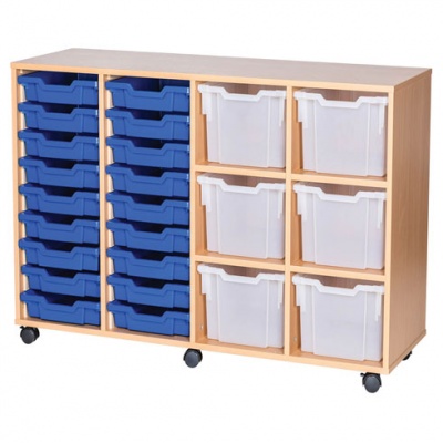 9 High Quad Column Tray Storage (18 Shallow & 6 Deep Trays)