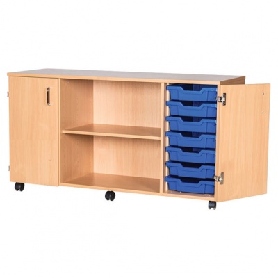 7 High Quad Column Centre Shelf Cupboard (15 Shallow Trays)