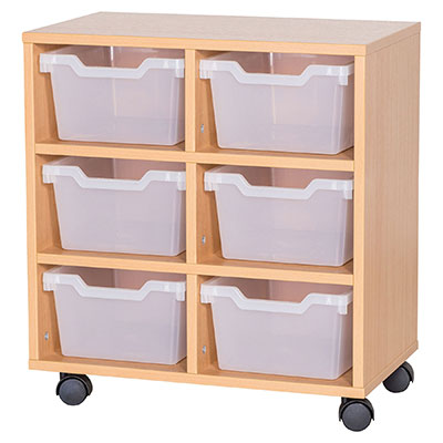 Cubby 6 Deep Tray Double Mobile Storage