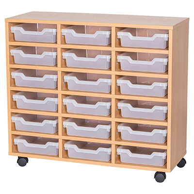 Cubby 18 Shallow Tray Mobile Storage