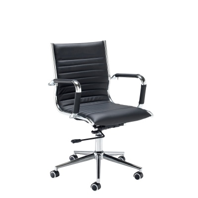Bari Medium Back Executive Chair - Black Faux Leather