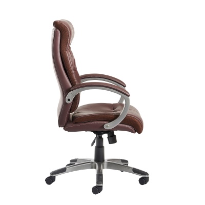 Catania High Back Managers Chair - Brown Leather Faced