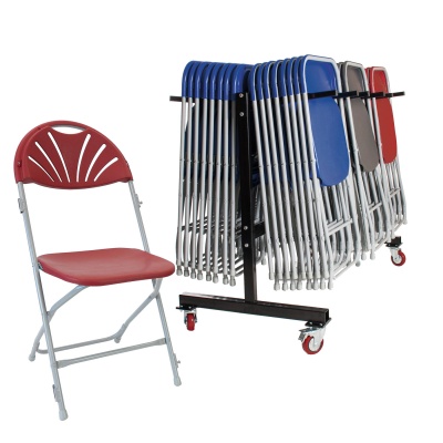 60 zlite® Fan Back Folding Chairs + Link Plus Trolley