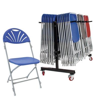 60 zlite® Fan Back Folding Chairs + Link Plus Trolley
