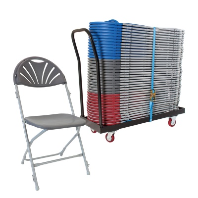 40 zlite Fan Back Folding Chairs + Link Plus Trolley