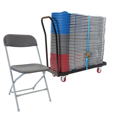 40 zlite® Straight Back Folding Chairs & Trolley