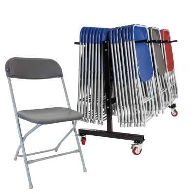 60 zlite® Straight Back Folding Chairs Plus Trolley