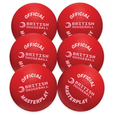 Official British Dodgeball Masterplay Foam Dodgeball 150mm, Red, Set Of 6