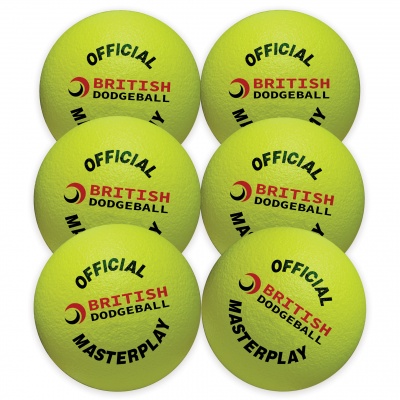 Official British Dodgeball Masterplay Foam Dodgeball 150mm, Yellow, Set Of 6