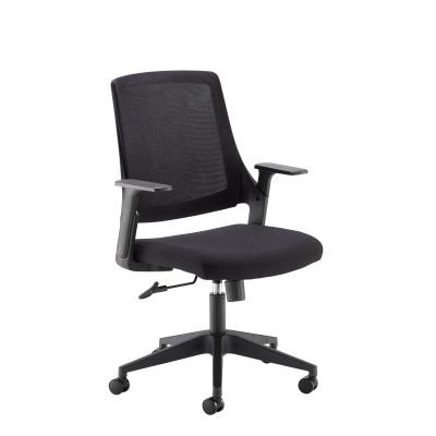 Duffy Black Mesh Back Operator Chair with Black Fabric Seat
