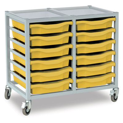 Monarch 12 Single Tray Trolley with Metal Top (Light Grey)