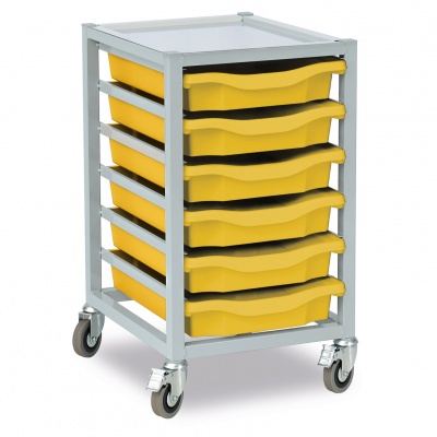 Monarch 6 Single Tray Trolley with Metal Top (Light Grey)