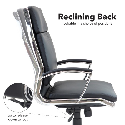 Florence High Back Executive Chair - Black Leather Faced